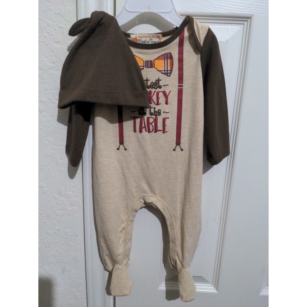 Magical Season Baby Boy Thanksgiving 2 Piece Bodysuit & Cap Size 3-6 Months NWT